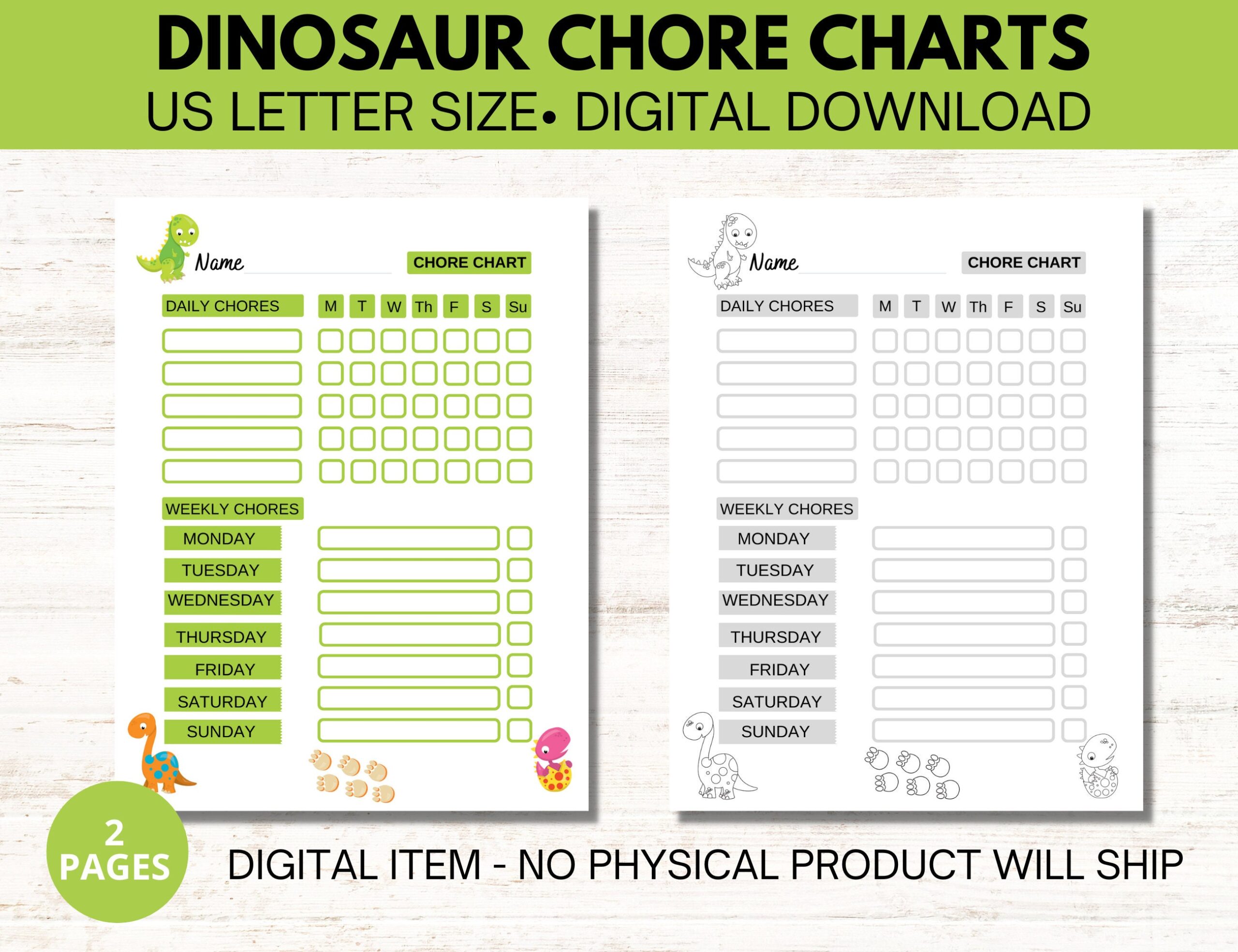Dinosaur Printable Chore Charts