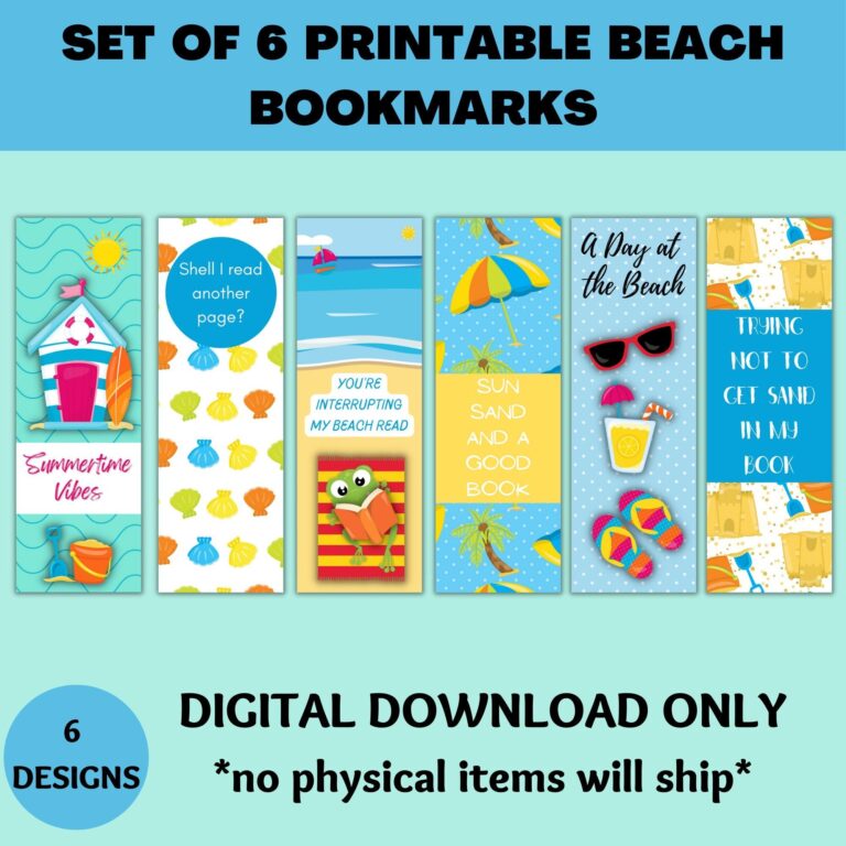 Beach Printable Bookmarks - Mess for Less Shop