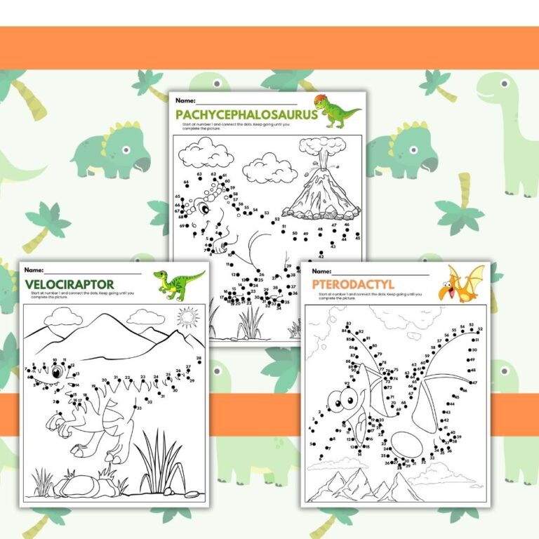 Dinosaur Connect the Dots Printables (PDF Download) - Mess for Less Shop
