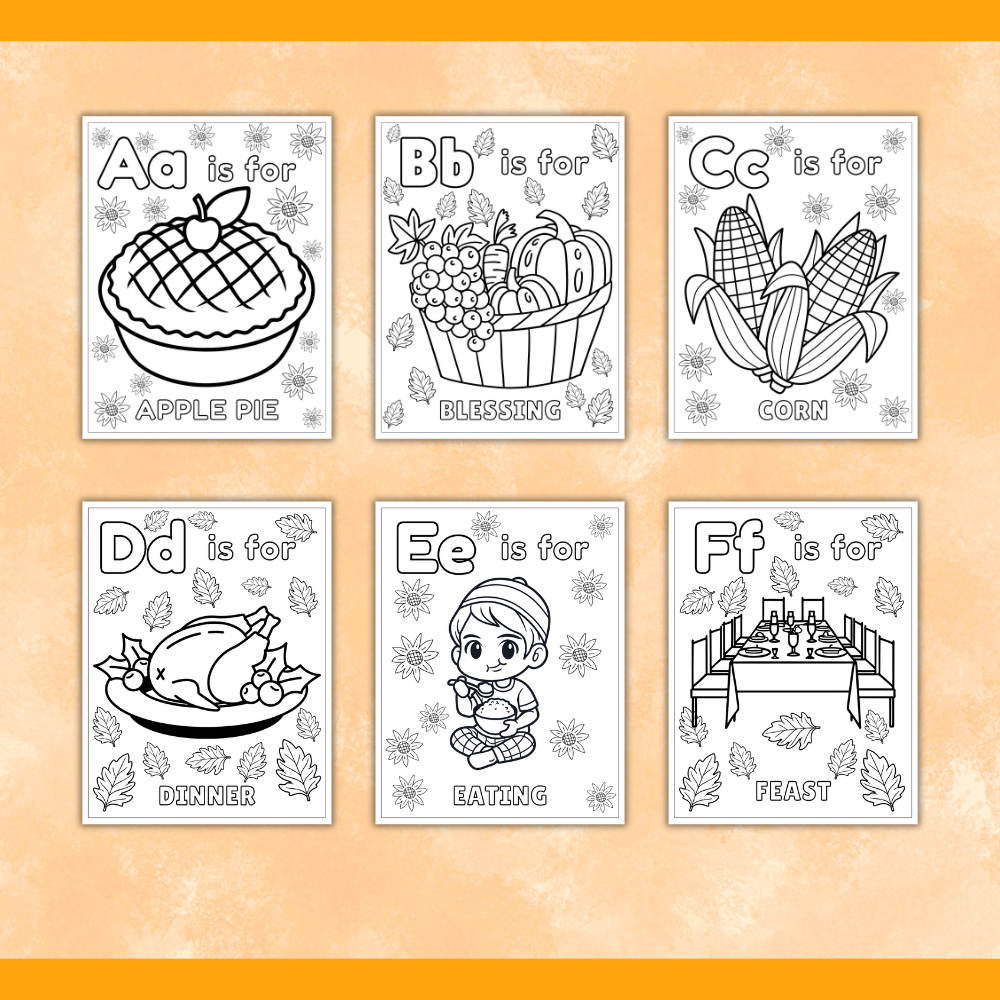 Printable Thanksgiving Alphabet Coloring Pages (26 Pages) - Image 4