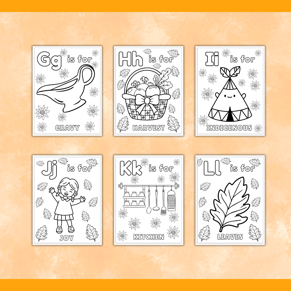 Printable Thanksgiving Alphabet Coloring Pages (26 Pages) - Image 5