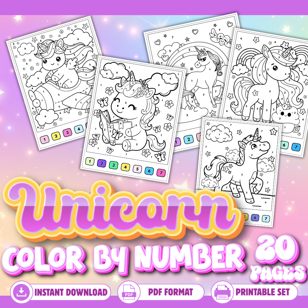 Color by Number Unicorn Printables